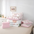thumbnail image 6 of Homewish Monogrammed L Theme 7 Pieces Bedding Comforter Set,Flying Butterfly Lovely Floral Full Bedding Set,Pink White Fitted Sheet Flat Sheet For Girl Teens,Ultra Soft Bedroom Decor Reversible, 6 of 8