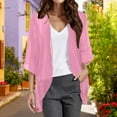 thumbnail image 2 of Ketyyh-chn99 Womens Tops Plus Size 2023 Rib Trim Cardigan Shrug Sweater Open Front Loose Jackets Tops Hot Pink,XL, 2 of 4