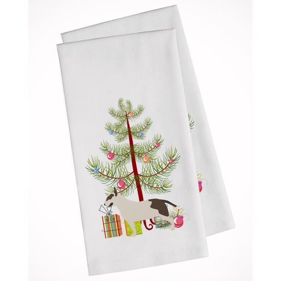 Bull Terrier Merry Christmas Tree White Kitchen Towel Set of 2 Dish Towels