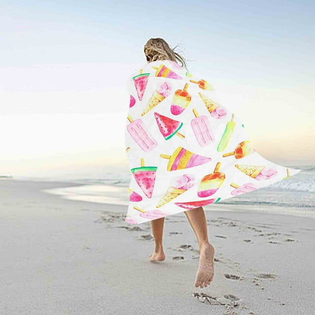 Uklsqma Microfiber Beach Towel | Super Colorful Sandproof Quick-Dry Lightweight Travel Bath Towel 28X60 Inch | Portable Multi-Purpose Blanket for Swimming Pool Camping Hiking Yoga