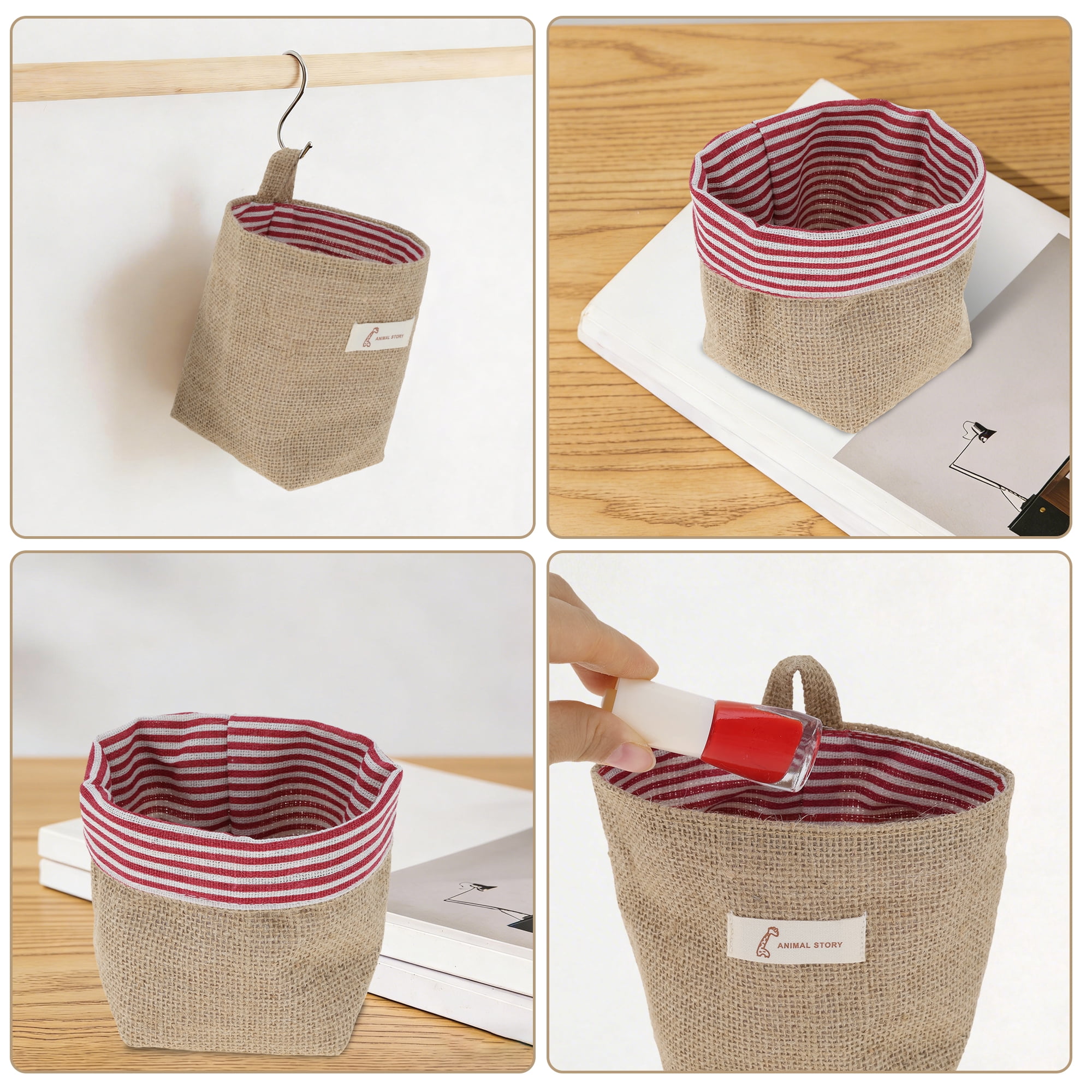 Unique Bargains Simple Durable Hanging Storage Bags 1 Pc Yellow Brown, Red White