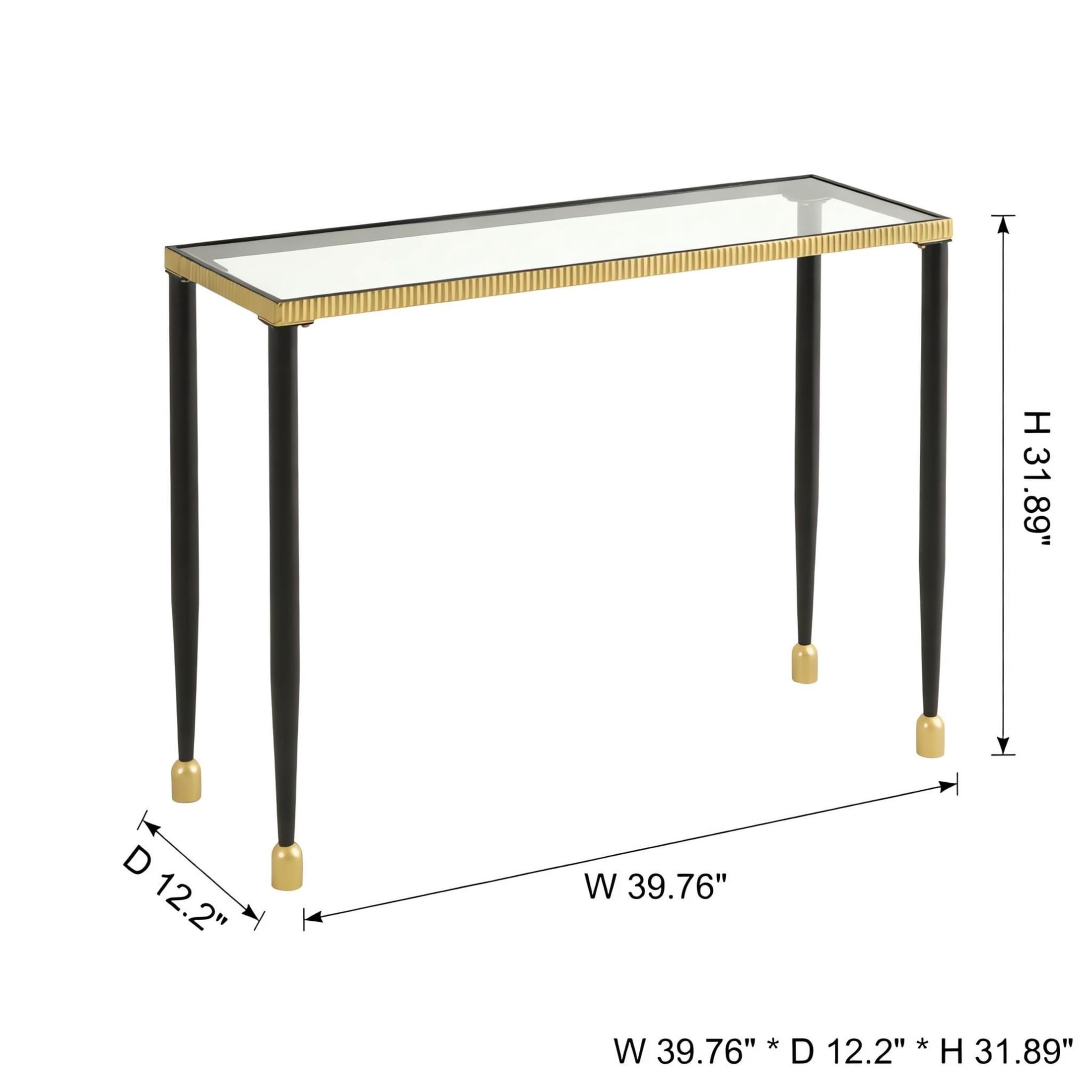 Christopher Knight Home Modern Console Table with Tempered Glass Top and Metal Frame, Black+Gold
