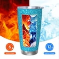 thumbnail image 6 of Fotbe Blue Glitter Pattern 20 oz Tumbler Stainless Steel Vacuum Insulated Coffee Ice Cup Double Wall Travel Flask Leak-proof Coffee Cup-Straw Three-piece Set, 6 of 8
