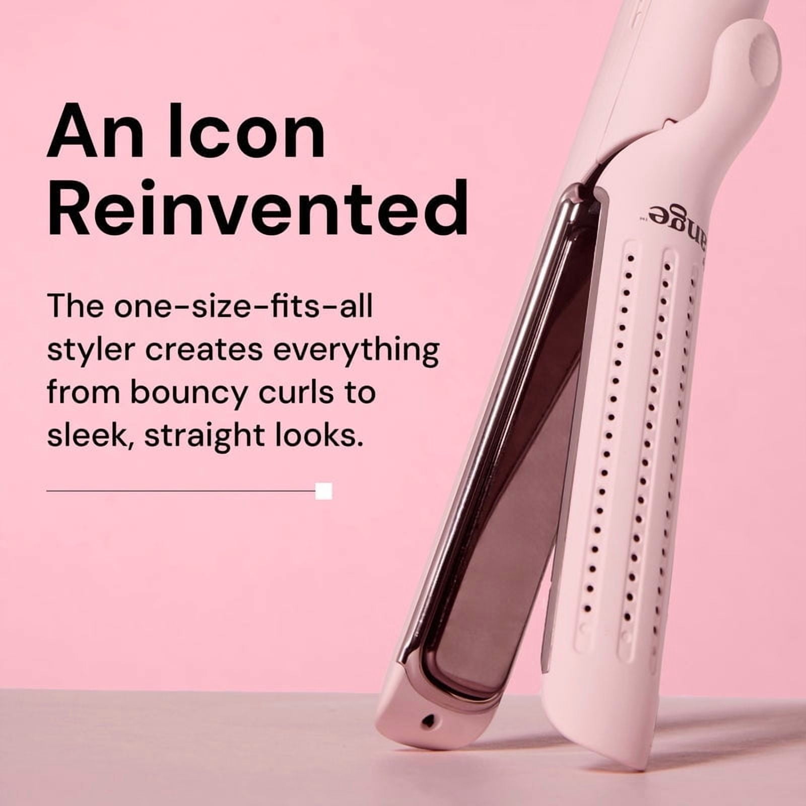 L'ANGE HAIR Le Duo Edge 360° Airflow Titanium Styler Blush | 1” Wide Titanium Plates with Rounded Corners & Softly Beveled Edges (Blush)
