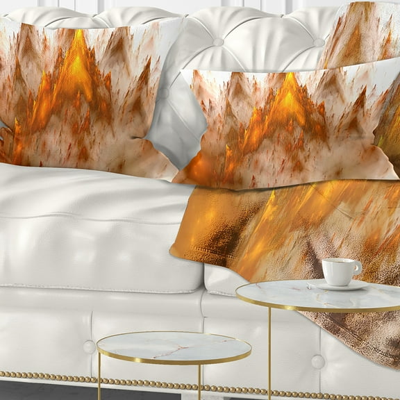 Designart Brown Fractal Crystals Design - Abstract Throw Pillow - 12x20