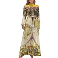 thumbnail image 2 of Vintage Earth Map Dress High Waist Vintage Anitque Graphic Boho Beach Dresses Long Sleeve Fashion Long Maxi Dress Sexy Vestido, 2 of 5