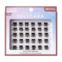 KISS Falscara False Eyelashes Multipack, Cluster Lashes, Mocha Wisps, Brown, 10mm-14mm, 24 Pieces