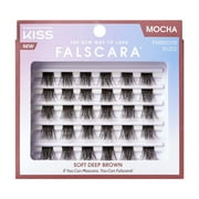 Kiss FALSCARA False Eyelashes Multipack, Cluster Lashes, Mocha Wisps, Brown, 10mm-14mm, 24 Pieces