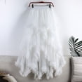 thumbnail image 4 of Faldas largas de tutú de tul de línea A para mujer, enagua escalonada, falda de tul Formal, Falda Midi asimétrica alta y baja, 4 of 5