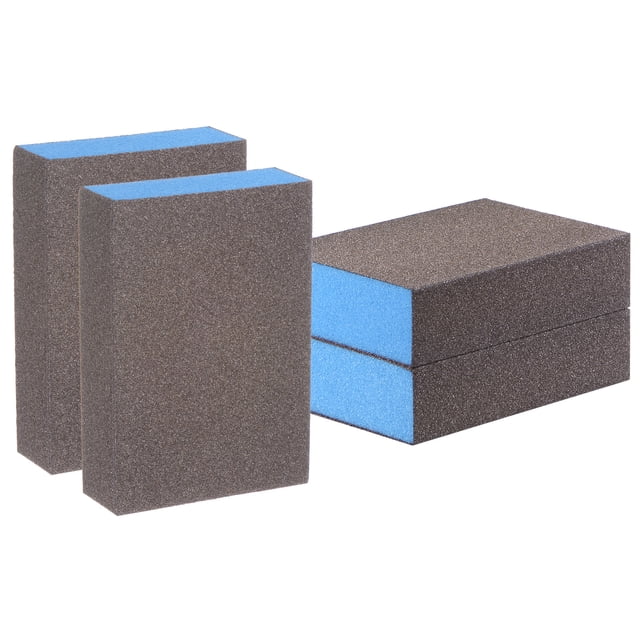 Bloques de esponja de lijado de 4 piezas, bloque de lijado de 400 granos, 100x70x25mm, marrón y azul