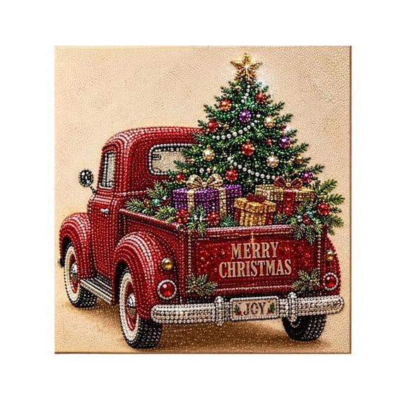 DIY Christmas Pearl Diamond Painting Art Kit with Frame, Christmas Ornaments for Adults, Relaxing & Beginner-Friendly Pearl Diamond Painting Hanging Kit for Home Wall Decor