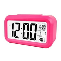 Suzicca Smart Digital with Date and Snooze Button on Battery Operated Rectangle Desk with Night for Bedroom Girls Boys