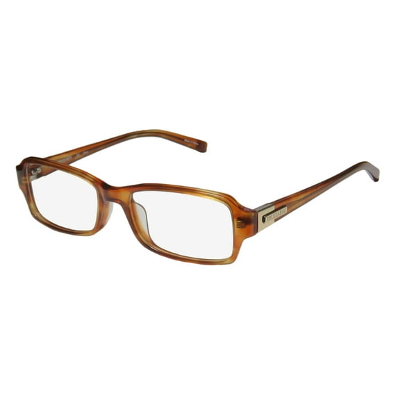 NEW TRUSSARDI 12524 MENS/WOMENS DESIGNER FULL-RIM AMBER / GOLD FRAME DEMO LENSES 52-17-135 EYEGLASSES/GLASSES