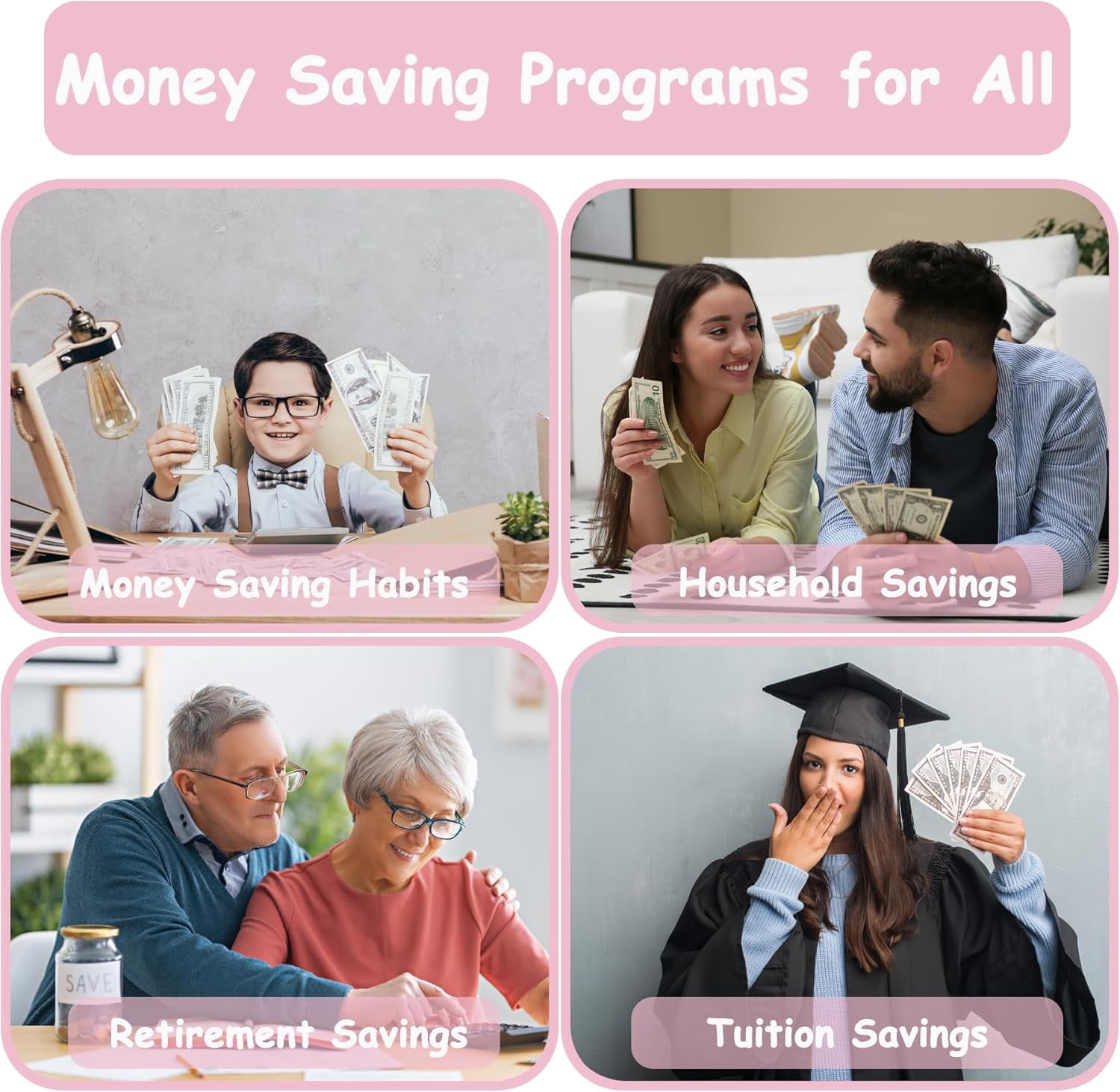 XC 100 Envelopes Money Saving Binder & 52 Week Savings Challenge Book, 2 Sets A5 Budget Money Saving Binder with Pre-Printed Cash Envelopes and Challenge Trackers