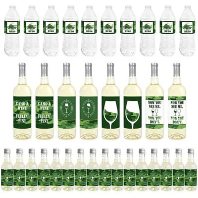 Camo Hero - Mini Wine Bottle Labels, Wine Bottle Labels and Water Bottle Labels - Army Military ...