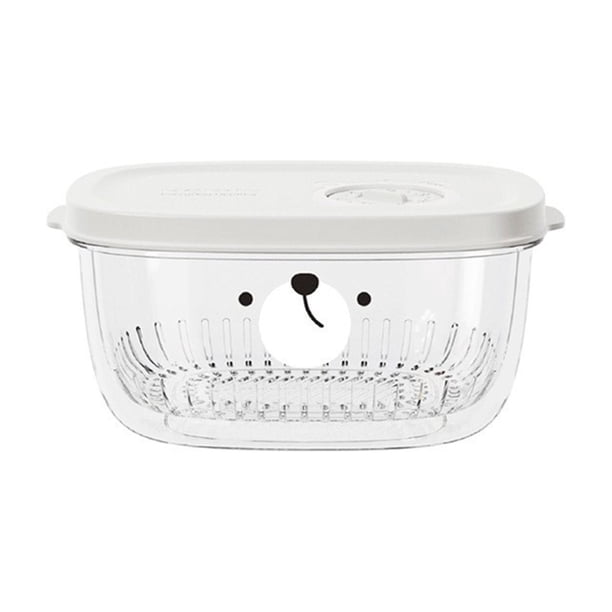 Contenedor de almacenamiento de verduras con cesta de drenaje,caja de conservación para cebolla verde,jengibre y ajo,organizador de alimentos para refrigerador para verduras picadas,frutas,
