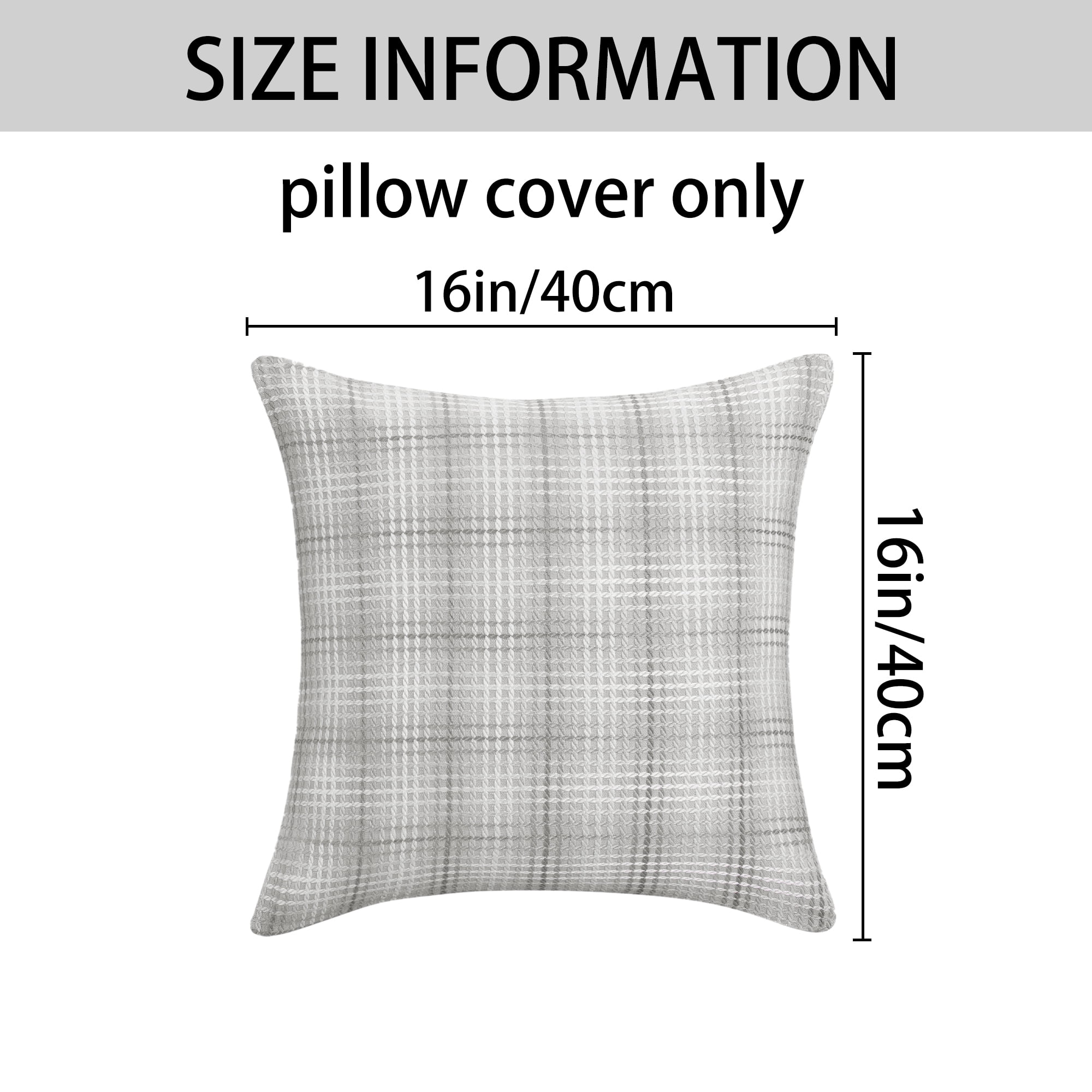 Unique Bargains Plaid Decorative Throw Pillow Covers Pack of 2 Grey 16" x 16"