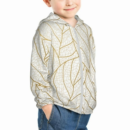 

Uemuo Elegant Gold Leaf Pattern Pattern Rash Guard for Boys Girls Long Sleeve Swim Shirts UPF 50+ UV Sun Protection Hooded Fishing Shirt with Pocket for Kid-2 Years