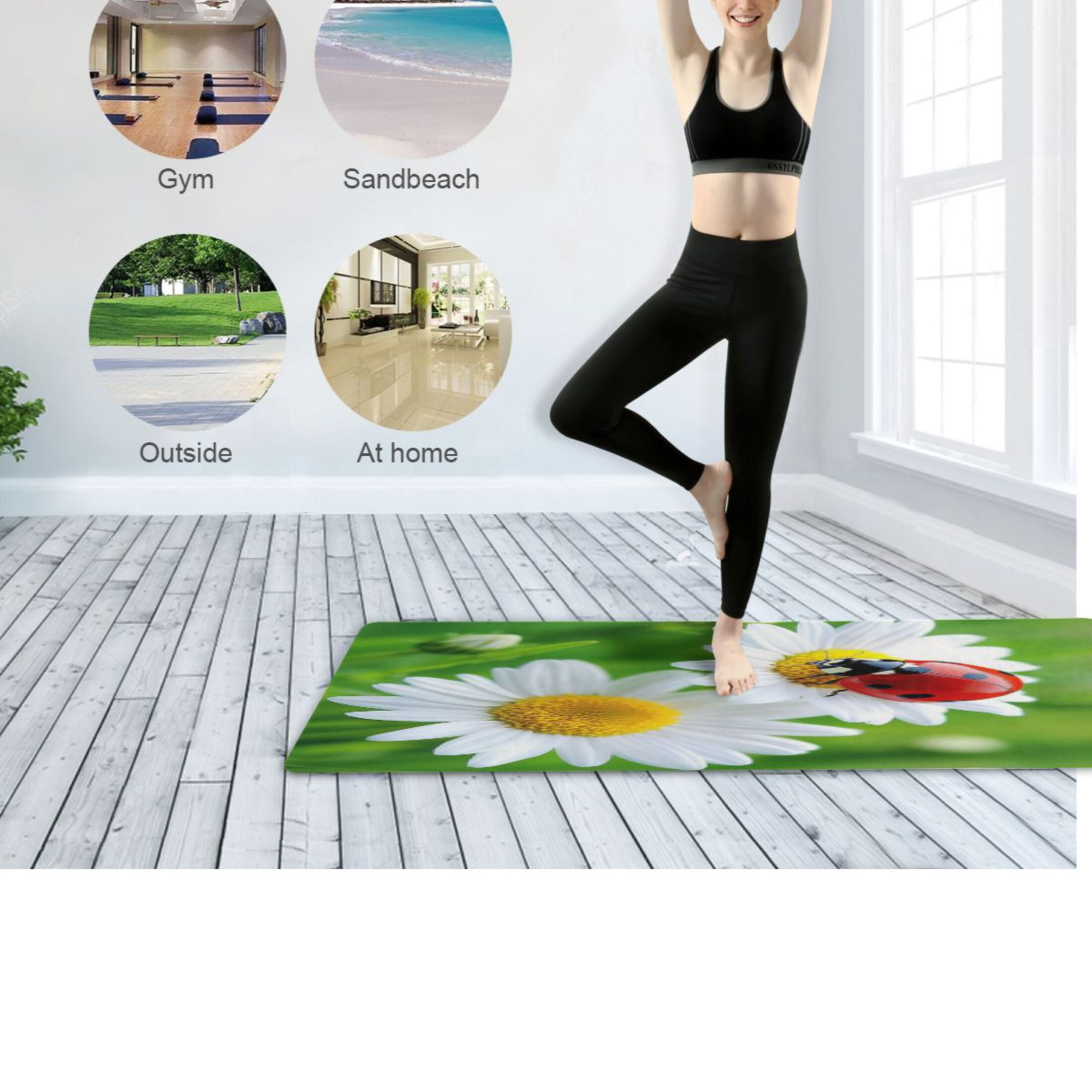BZSMCE Yoga Mat Women Fitness Mat Ladybug's Delight Pattern