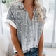 thumbnail image 1 of Fiudx Ofertas Flash Del Día Solo En Línea Blusa Casual de Solapa para Mujer con Estampado de Manga Corta y Botones, 1 of 5