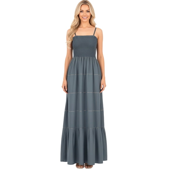 HAPPY BAY Womens House Daily Routine Evening Wear Evening Holiday Vacation Pencil Tube Top Maxi Frill Dress Evening Gown M-L Cloud X_AB710
