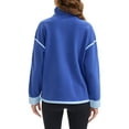 thumbnail image 3 of Onfers Womens  Cropped Sweatshirt Half Zip Fleece Pullover Oversized Jacket with Pockets S Blue, 3 of 5