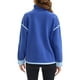 thumbnail image 3 of Sudadera recortada para mujer ATHLECHIC con media cremallera, forro polar, chaqueta oversized con bolsillos XL azul, 3 of 5