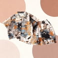 thumbnail image 3 of Bixock 2 Piece Set for Boys,Summer Toddler Clothes Floral Print Short Sleeve Lapel Shirts Loose Shorts Beach Style Outfits for Boys Age 2-12Y Set, 3 of 5