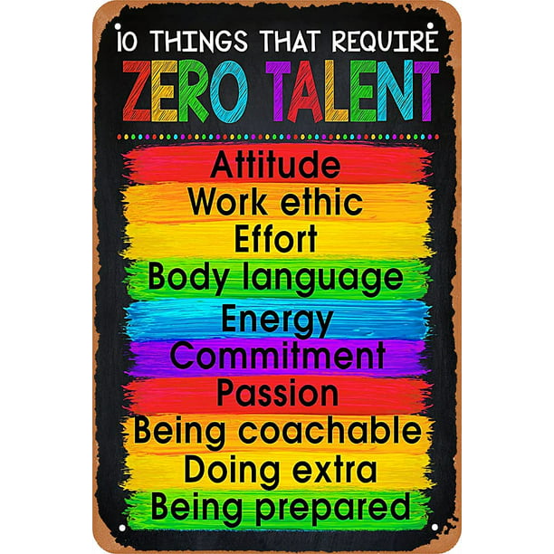Vintage Metal Tin Sign 8x12inch,10 Things That Require Zero Talent,Funny  Metal Sign for Wall Decor Metal Poster 