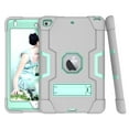 thumbnail image 2 of Case for iPad Mini 4th/5th Gen, Kickstand Shockproof Kids Proof Case Heavy Duty High Impact Resistant Hybrid Three Layer Rugged Defender Full Body Protection Case, Gray+Mint, 2 of 7
