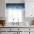 thumbnail image 3 of Navy Blue Ombre Valance Curtains for Kitchen/Living Room/Bathroom/Bedroom Window, Rod Pocket Small Topper Half Short Window Curtains Voile Sheer Scarf, Modern Moire Wave Gradient 60"x18", 3 of 8