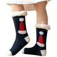 thumbnail image 2 of Christmas Socks Woman and Men Anti-Slip Floor Socking, Winter Snow Plush Fleece Lined Comfy Thick Socks,Winter Warm Soft Fleece Comfy Thick Christmas Gift SocksNavy Christmas Hat, 2 of 4