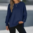 thumbnail image 6 of Women Causal Fleece Jacket Pullover Crewneck Fuzzy Blouse Long Sleeve Oversized Drop Shoulder Warm Thick Fall Winter Sweatshirt, 6 of 9