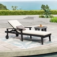 thumbnail image 2 of Jopath Outdoor Wood Lounge Chair, Outdoor Reclining Chair with Rolling Wheels and Adjustable Backrest for Poolside Garden Deck Black White, 2 of 9