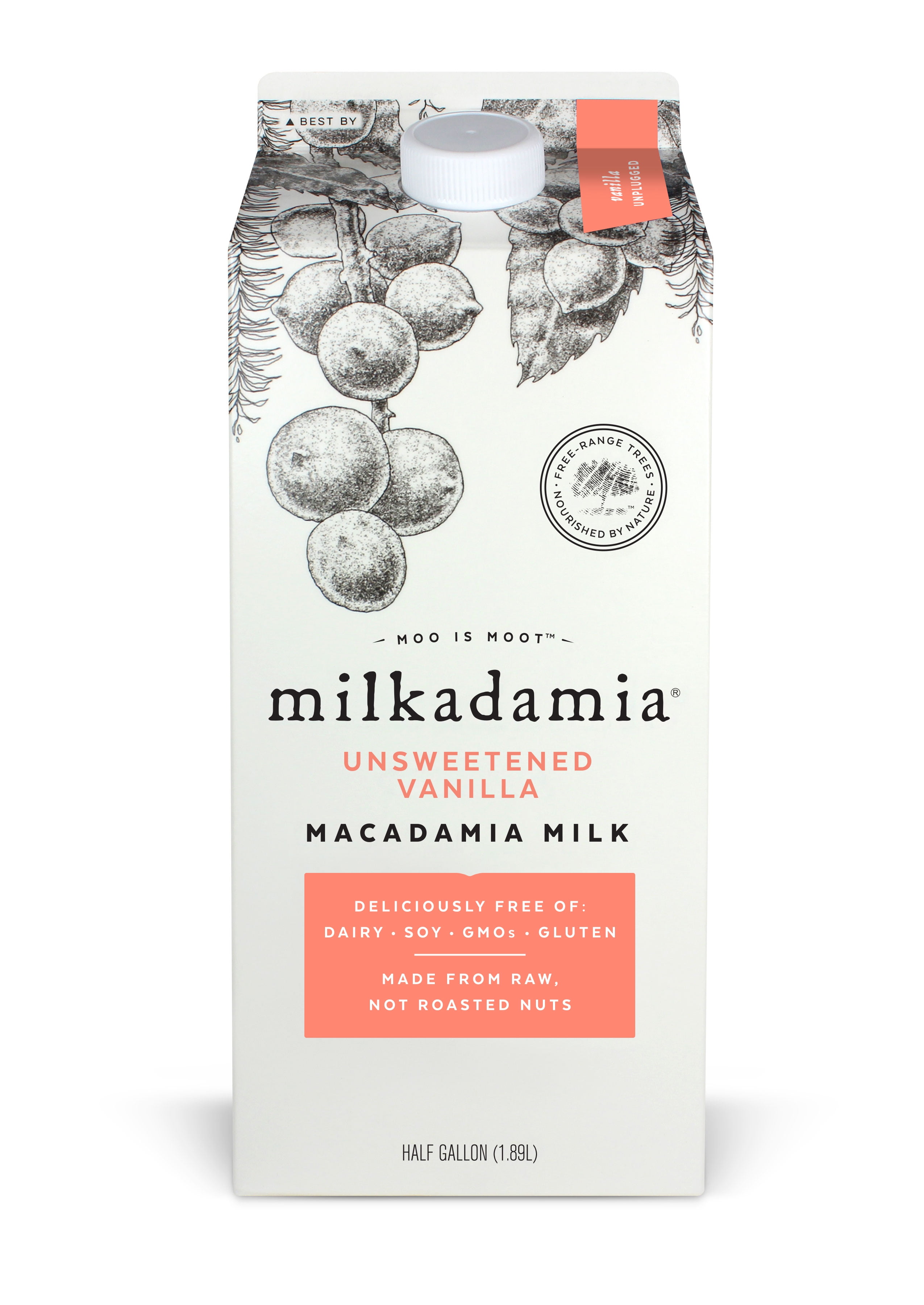Milkadamia Unsweetened Vanilla Macadamia Milk, Half Gallon