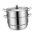 thumbnail image 4 of Olla de de acero inoxidable, cocina de de con tapa, 2 niveles de cocción de vegetales para comida para alimentos tamales carne, 4 of 8