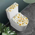 thumbnail image 2 of COEQINE Universal Toilet Lid Cover and Toilet Tank Cover, Breathable Stretchable Easy to Clean Toilet Lid Dust Cover 2 Piece Set, Yellow Flower Leaf White, 2 of 7