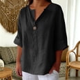 thumbnail image 2 of Trendy Business Polo Shirts Plus Size Linen Shirt Oxford Shirts Flowy Tops for Women Women's Linen Blouses Women's Tops, Tees & Blouses Linen Tops Women Cotton Linen Short Sleeve Shirt, 2 of 8