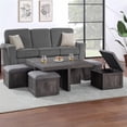thumbnail image 2 of Moseberg Brown Rustic Wood Coffee Table with Storage Stools, 2 of 2
