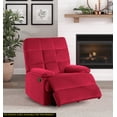 thumbnail image 6 of Reclining Chair, Velvet Upholstery Square Tufted Back Pillow Top Arms Solid Wood Furniture Modern Living Room Recliner, 6 of 6
