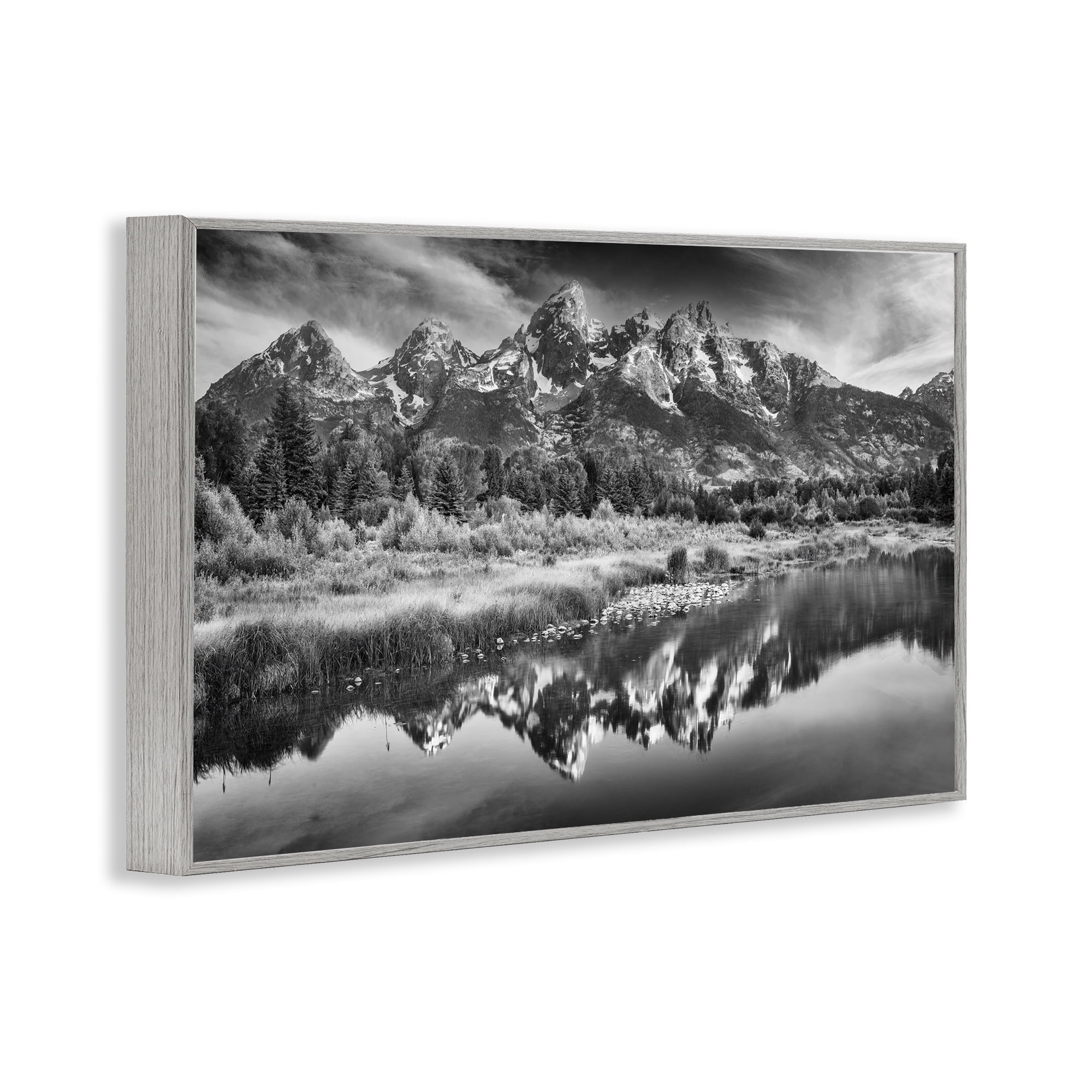 Stupell Industries Teton Mountain Reflections Gray Framed Giclee Art, design by Rick Berk