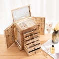 thumbnail image 3 of Joyero ProCase grande de madera de 7 capas con espejo, color natural, 3 of 8