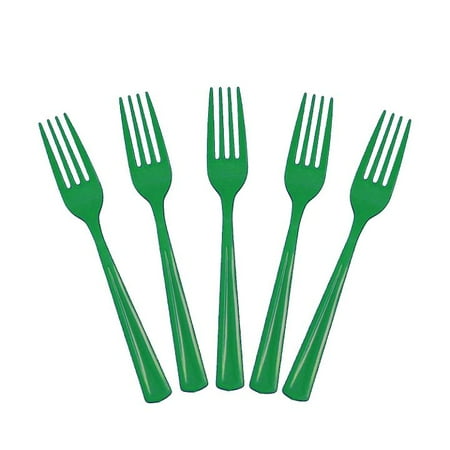 - Exquisite Disposable Plastic Forks - 50 Count - Party Deluxe, Heavyweight Plastic Cutlery - Emerald Green