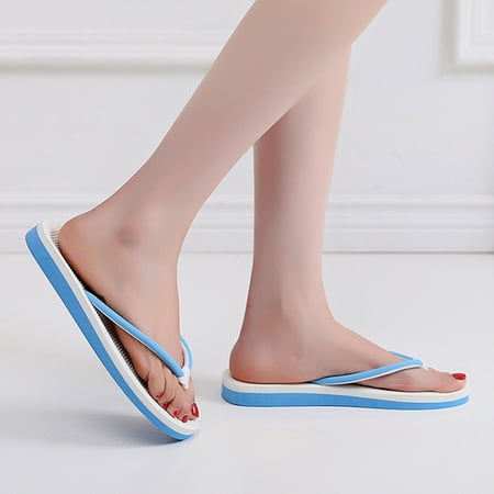 

Cathalem Sparkly Flip Flops for Women Size 11 Slippers Beach Breathable Toe Flip-Flops Fashion Slip-On Baseball Flip Flops Womens Blue 6.5