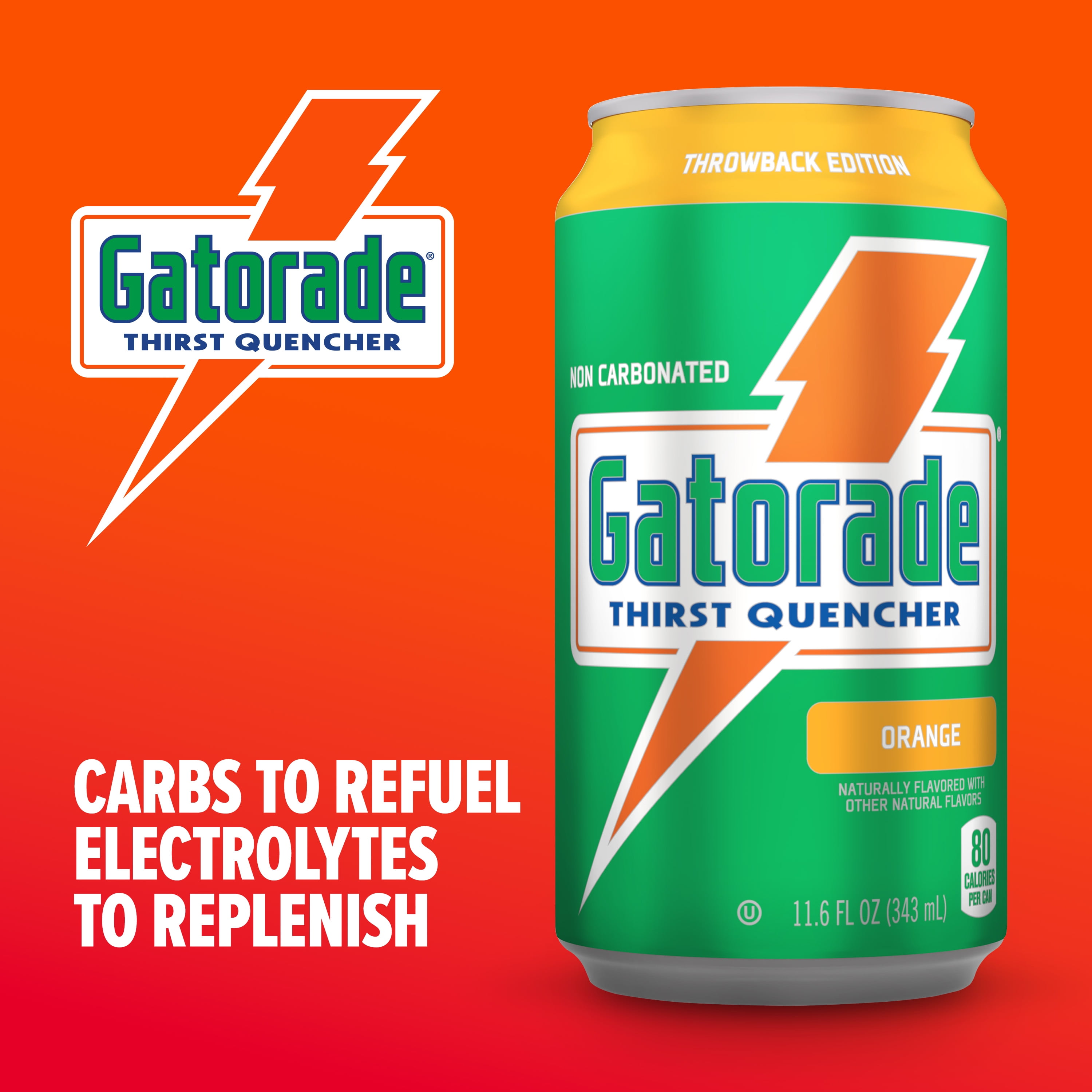 Gatorade Thirst Quencher Sports Drink Cans, Orange, Electrolytes, 11.6 fl oz Cans (18 Pack)​