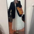 thumbnail image 3 of Falda acampanada de talle alto que adelgaza para mujer, talla grande, largo medio, estilo coreano en forma de pera, falda blanca de verano, 3 of 5