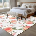 thumbnail image 5 of Pink Flower Washable Living Room Rugs 5'x7', Peach Green Leaf Fruit Abstract Watercolor Low Pile Throw Large Area Rugs Non-Slip Sturdy Edge Binding Carpet for Dining Room Bedside Kitchen, 5 of 9