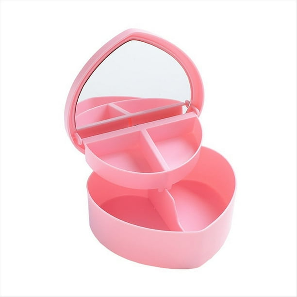 Cajas de JoyeríA en Forma de CorazóN, Almacenamiento de Joyas de PláStico Rosa, Cajas de JoyeríA en Forma de CorazóN Cajas de PapeleríA CajóN Caja de Maquillaje