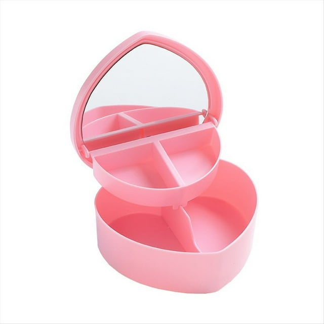 Cajas de JoyeríA en Forma de CorazóN, Almacenamiento de Joyas de PláStico Rosa, Cajas de JoyeríA en Forma de CorazóN Cajas de PapeleríA CajóN Caja de Maquillaje