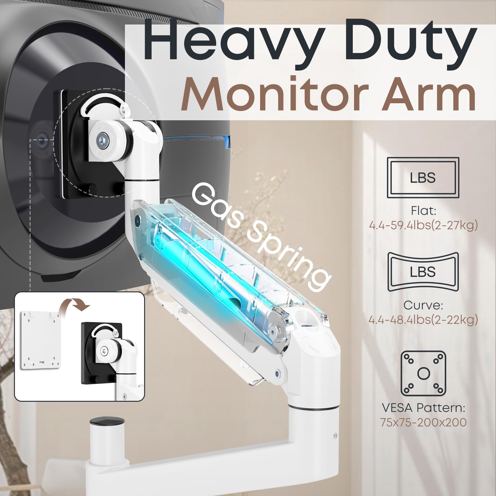 PUTORSEN 24-57 inch Dual Vertical Monitor Mount, Heavy Duty Monitor Arm for 2 Monitors, up to 59.4 lbs, Extra Tall/Wide Adjustable, Premium Aluminum Dual Monitor Desk Mount, VESA 75x75-200x200 mm